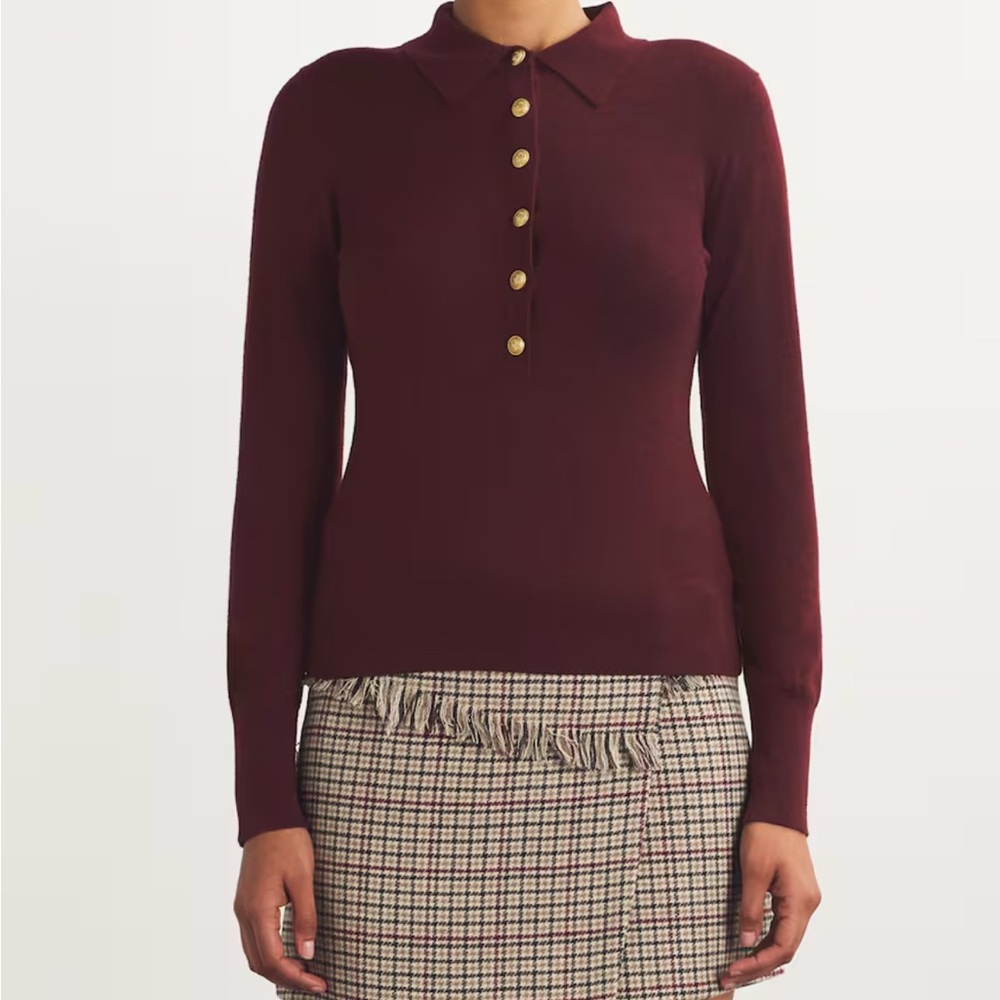NWT L'AGENCE Deep Red Button-Down Shirt
